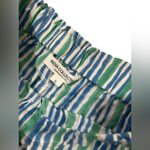 Emerson Fry India collection Blue and Green wide leg stretch Pants size SM - Picture 4 of 6